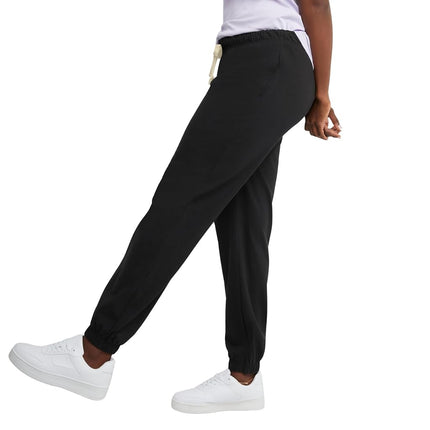 Hanes Women's Essential Jogger Pants, Drawstring Sweatpants, 100% Cotton Jersey, 29", Black, XL