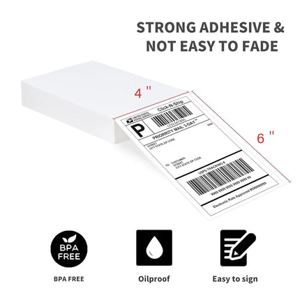 L LIKED 4" x 6" Fan-Fold Direct Thermal Shipping Labels, 2500 Labels/Stack