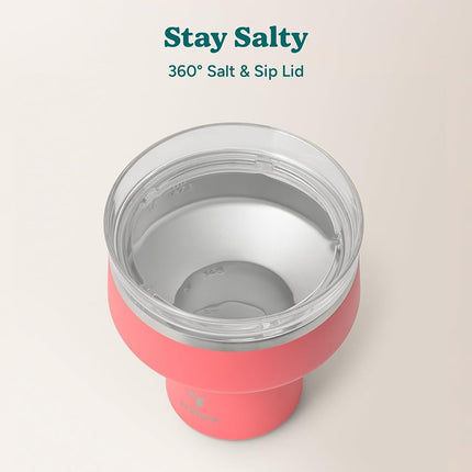 Reduce Saltini 16 oz Cocktail Tumbler - Insulated Margarita Tumbler with Lid - Keeps Drinks Cold for 10 Hours - 360 Sippable Martini Glass Alternative - Shatterproof, Perfect for Parties - Daiquiri