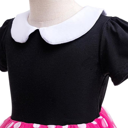 Dressy Daisy Baby Girls Polka Dots Fancy Dress Up Halloween Costume Birthday Party Outfit with Mouse Ears Headband Size 1-2, Hot pink 426