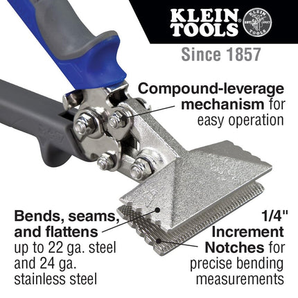 Hand Seamer, Straight Metal Seamer has 3-Inch Jaw, for 22 Gauge Steel and 24 Gauge Stainless Klein Tools 85622
