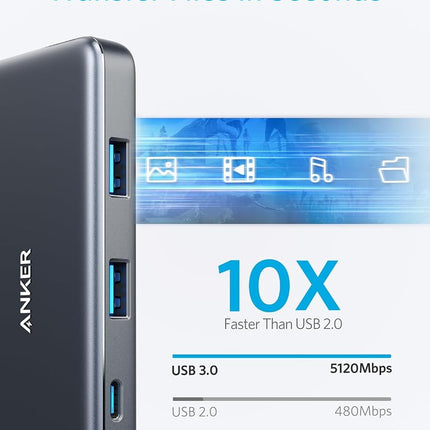 Anker USB C Hub, 7-in-1 USB C Adapter, with 4K USB C to HDMI, 100W Power Delivery, USB C Data Port, microSD/SD Card Reader, 2 USB 3.0 Ports, for MacBook Pro 2017/2018, Chromebook, XPS, and More