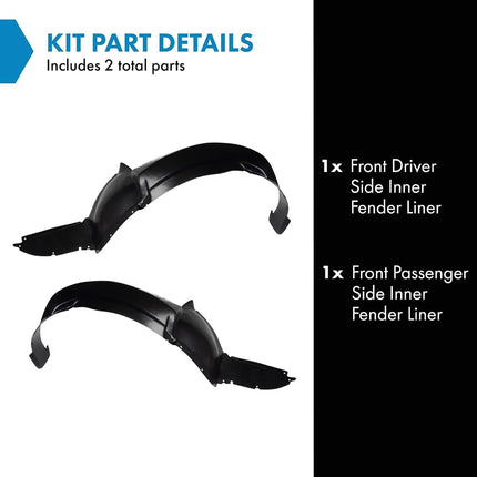TRQ Front Inner Fender Liner Set Compatible with 2007-2009 Pontiac G5