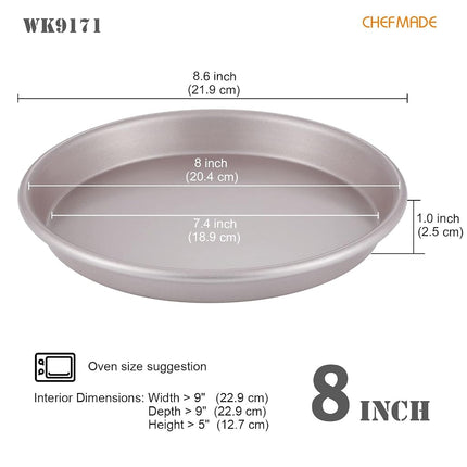 CHEFMADE Pizza Pan, 8-Inch Non-Stick Pancake Bakeware for Oven Baking (Champagne Gold)