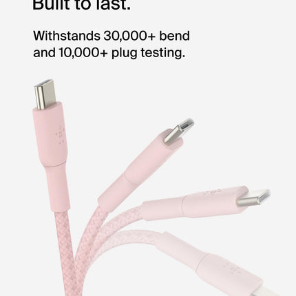 Cable USB-C a USB-C trenzado Belkin BoostCharge (1m/3.3ft) para iPhone 16, iPhone 17 Pro, iPhone 17 Pro Max, Galaxy S25, S24, Galaxy Note, Pixel 10 y 9, iPad Pro, Nintendo Switch 2 y más