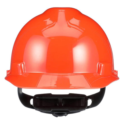 MSA 475361 V-Gard Cap Style Safety Hard Hat With Fas-Trac III Ratchet Suspension | Polyethylene Shell, Superior Impact Protection, Self Adjusting Crown-Straps Standard Size in Orange