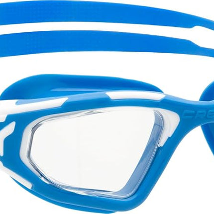 CRESSI Vortex Swimming Goggles - Anti-Fog Scratch-Resistant Swim Goggles - Flexible Nose Bridge for Adult Use - Watertight Seal for Open Water Swimming - Blue Clear Lens