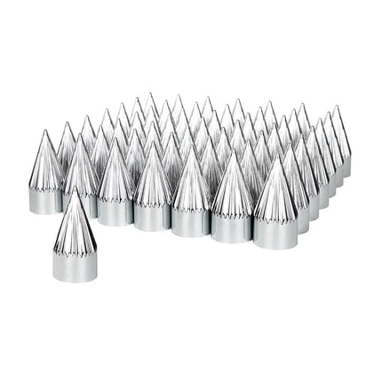 United Pacific 10781CB 33mm x 4 3/8" Chrome Plastic Razor Nut Covers - Thread-On (60 Pack)