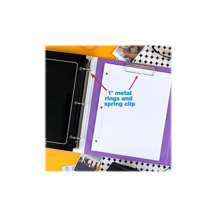 Trapper Keeper Binder, Retro Design, 1 Inch Binder Includes 2 Folders and Extra Pocket, Metal Rings and Spring Clip, Secure Storage, Palm Trees, Mead School Supplies (260038FDE1-ECM)