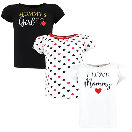 Hudson Baby Unisex Baby Short Sleeve T-shirts, Girl Mommy Red Black, 3T