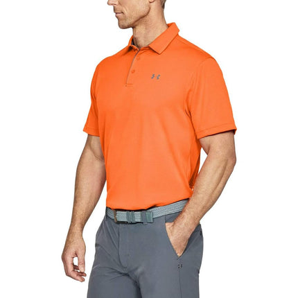 Under Armour Mens Tech Polo Shirt Orange/Graphite 4XL