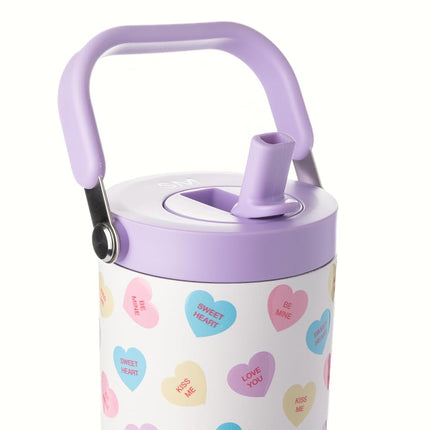 Simple Modern Trek Pivot With Handle 30 Oz Flip Straw Tumbler For Her Gifts Valentines Day Word Hearts Pattern Stainless Steel Jug Interchangeable Straw And Chug Lids