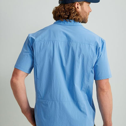 HUK Back Draft Solid Short Sleeve Button, Vented Fishing Shirt for Men, Marolina Blue, 3XL