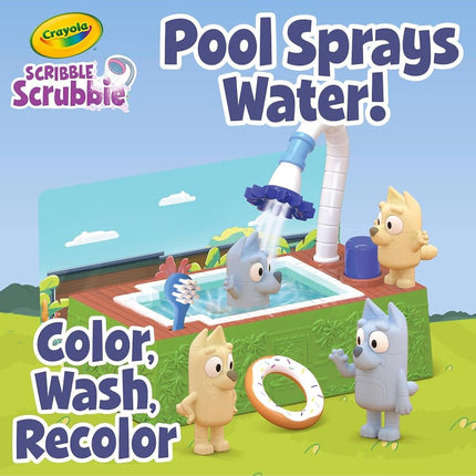 Crayola Scribble Scrubbies Bluey Poolside Playset (4 Carat) Bluey Toy Washable Kids Holiday for Toddlers with Bingo, Chile and Bandit, Age 3+