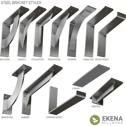 Ekena Millwork BKTM02X12X12TRHCO 2"W x 12"D x 12"H Traditional Steel Bracket, Hammered Copper