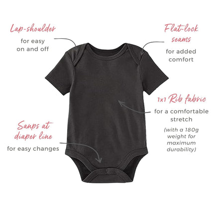 Burt's Bees Baby Bodysuits, 3-Pack Long & Short-Sleeve One-Piece, 100% Organic Cotton, Ash, 0-3 Months