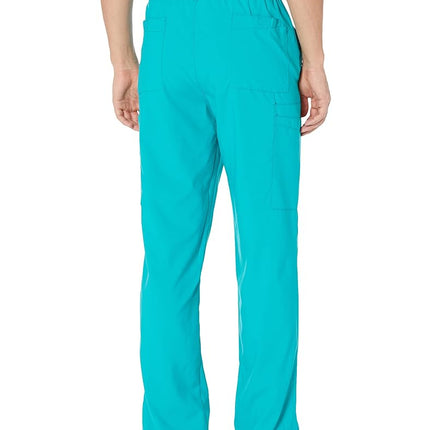 WONDERWINK Men's Flat Front Cargo Scrub Pant, Teal Blue, Small
