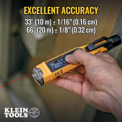 Probador de voltaje sin contacto Klein Tools NCVT-6, lápiz de CA de 12-1000 V con medida de distancia láser integrada, alarmas audibles y LED, clip de bolsillo