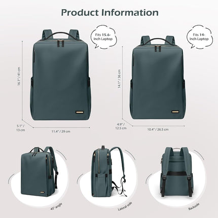 GOLF SUPAGS Stylish Laptop Backpack for Women Airline Approved Perfect for Work College and Travel Multi-Functional Casual Daypack Fits 15.6 Inch Notebook (Atrovirens)
