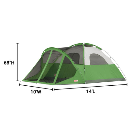 Coleman Evanston Tent with Screen Room, 6/8 Person Weatherproof Tent Sets Up in 15 Mins, Included Rainfly & Carry Bag, Made of PFAS-Free Materials