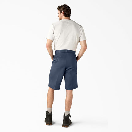 Pantalones cortos de trabajo Dickies para hombre, corte holgado, parte delantera plana, azul marino, 33 normal