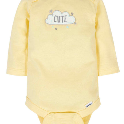 Gerber Unisex Bebé Paquete de 6 Bodis de Manga Larga, Animales Verde, 12 Meses