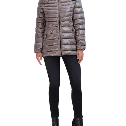 Cole Haan Women's Cold Weather Casual Active Coat Down Outerwear, Gunmetal, L