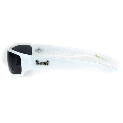 Locs Mad Dog Hardcore Gangster Cholo Narrow Rectangular Sunglasses, White, One Size