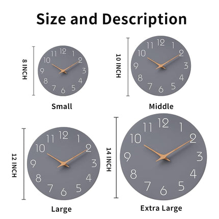 Mosewa Wall Clock 12 Inch Silent Non-Ticking Wall Clocks Battery Operated - Modern Simple Wooden Clock Decorative for Kitchen,Home,Bedrooms,Bathroom,Office,Living Room(Gray)