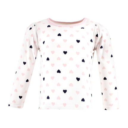 Hudson Baby camisetas de manga larga para bebés, niña, rosa, azul marino, de 6 a 12 meses
