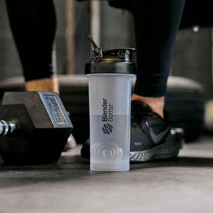 Bouteille mélangeur BlenderBottle Classic V2, parfaite pour les shakers de protéines et les pré-entraînements, 1,3 litre, Transparent/Noir