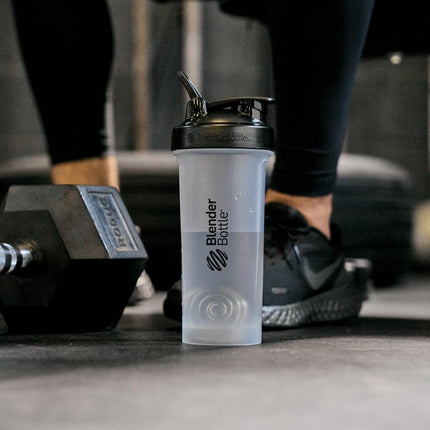 BlenderBottle Classic V2 Shaker Bottle Perfect for Protein Shakes and Pre Workout, 45-Ounce, Clear/Black
