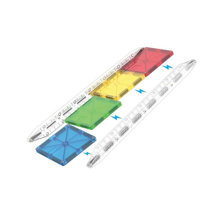 MAGNA-TILES Rail Racers Magnetic Construction Set, 33-Piece Set with Track Rails, Ages 3+, 30x6.5x30.5 cm, Educational STEM Building Toy
