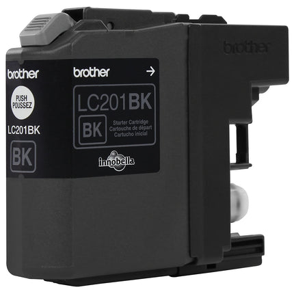 Cartucho de tinta negra Brother original de rendimiento estándar, LC201BK, tinta negra de repuesto, rendimiento de página de hasta 260 páginas, cartucho de reabastecimiento Amazon Dash, LC201BK