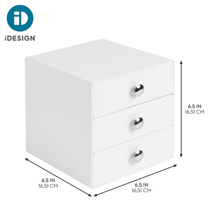 InterDesign 35301EU Makeup Storage Drawers, Plastic Desktop Drawer Organiser, White