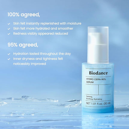 BIODANCE Hydro Cera-nol Serum, Hydrating, Soothing Facial Serum for Dry & Sensitive Skin with Ceramide, D-Panthenol, Hyaluronic Acid, Korean Skin Care | 1.01 fl.oz x 1 ea