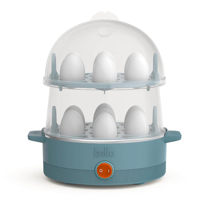 Cuiseur à œufs électrique bella, capacité de 14 œufs, double étage, pour œufs pochés, brouillés, durs, mi-durs et à la coque, omelettes et raviolis à la vapeur, arrêt automatique, 360 watts, couleur avoine