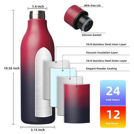 BJPKPK 25oz Insulated Water Bottle, Stainless Steel Bottle with Carry Strap