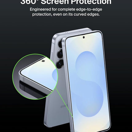 Belkin ScreenForce InvisiGlass Treated Screen Protector for Samsung Galaxy S25, 9H Hardness, Scratch-Resistant Impact Protection w/Align Tray for Easy Application - Made with Recycled Glass