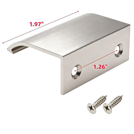 LC LICTOP Curved Edge Pull Handles, 50mm/1.97" Edge Finger Tab Handle for Caibnets Drawer Closet Door Wardrobe Cupboard, 32mm/1.26" Hole Spacing, 10 Pcs Nickel Edge Pulls