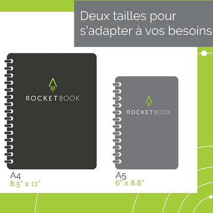 Rocketbook Fusion Reusable Undated Productivity Planner, Executive Size 6x8.8, Navy Blue - Goals, Monthly and Weekly Calendar, Daily To-do List, Lined and Dotted Notes Pages