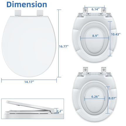 Round Toilet Seat with Toddler Seat – PP Quick Release Potty Training Toilet Seat Cover, White 2-in-1 Design for Children & Adult Toilets