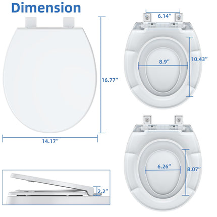 Round Toilet Seat with Toddler Seat Built in, Quick-Attach Hardware with Grip-Tight Bumpers, Quick-Release Design,Slow-Close Toilet Seat, Full Flat White