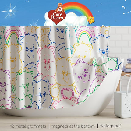 Franco Care Bears Premium PEVA Shower Curtain Lightweight, Waterproof Plastic Standard Size Bathroom Curtain, (100% Officially Licensed Product)