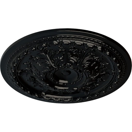 Ekena Millwork CM38OSBPS 38 3/8"OD x 2 7/8"P Oslo Ceiling Medallion Fits Canopies Up to 7 5/8", Black Pearl