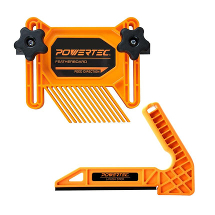 POWERTEC 71555V Universal Featherboard and L-Shaped Table Saw Push Stick Woodworking Safety Kit, 1 Set (2-Pcs)