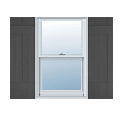 Ekena Millwork 14"W x 26"H Lifetime Vinyl, TailorMade Four Board Joined (2 Batten), Board-n-Batten Shutters, w/Shutter-Loks (Per Pair), Tuxedo Grey