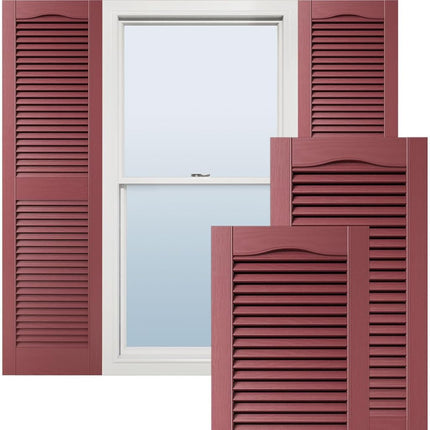 Ekena Millwork LL1C12X02400BD 12" W x 24" H Open Shutters with Center Slits Lifetime Vinyl Top with Fastener (Pair) Bordeaux