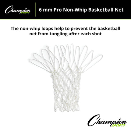 Champion Sports 6 mm - 200 g - Red de baloncesto - Ganchos que no se enredan - Blanco