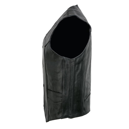 Event Biker Leather Men's Promo Basic Leather Vest (Black, 7X-Large)